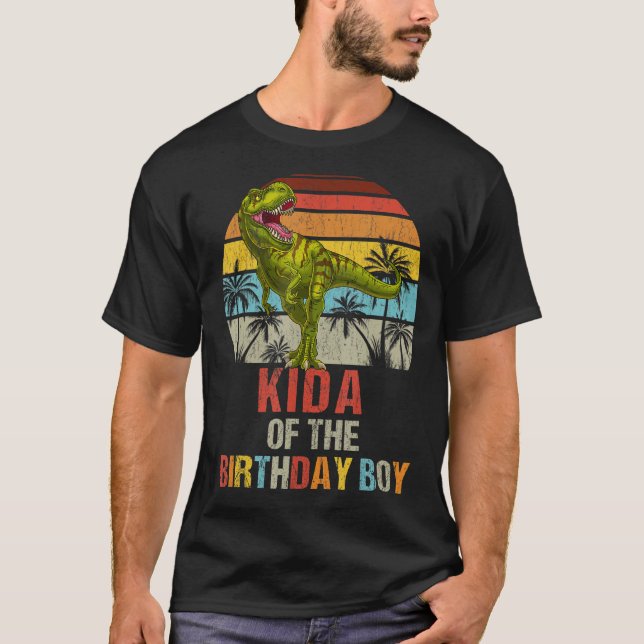 Camiseta Kida Dinossaur Da Família Birthday Boy Matching (Frente)