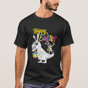 Camiseta Kidasaurus Felz pascoa T Rex Dino Dabbing Rabbit