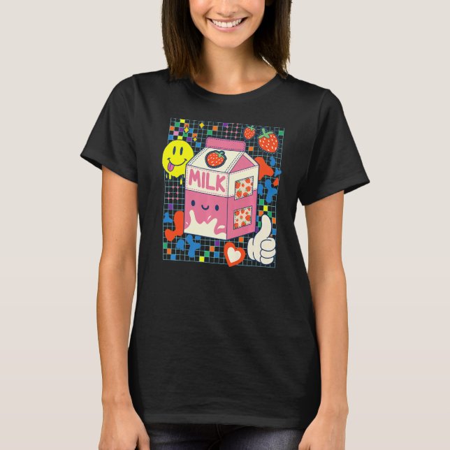 Camiseta Kidcore Aestético De Tecido De Morango De Morango  (Frente)