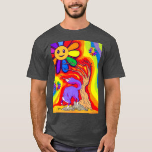 Camiseta Kidcore Aestético Fo e Flores Sorridentes 80s 90s 