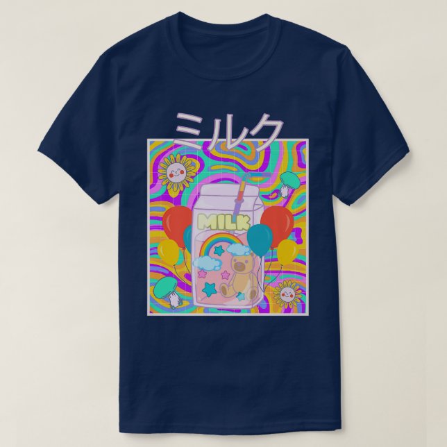 Camiseta Kidcore Aestético Japonês Kawaii — Caixa de Leite  (Frente do Design)