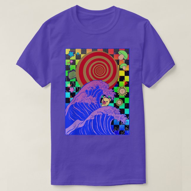 Camiseta Kidcore Aesthetic Japanese Vaporwave Great Wave Of (Frente do Design)