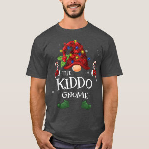 Camiseta Kiddo Gnomo Buffalo Xadrez Árvore de Natal Luz