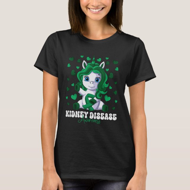 Camiseta Kidney Disease Awareness Month Green Ribbon Unicor (Frente)