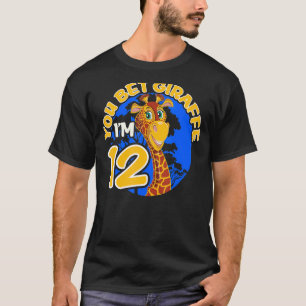 Camiseta Kids12 Birthday Giraffe Zoo Theme Adolescente Birt
