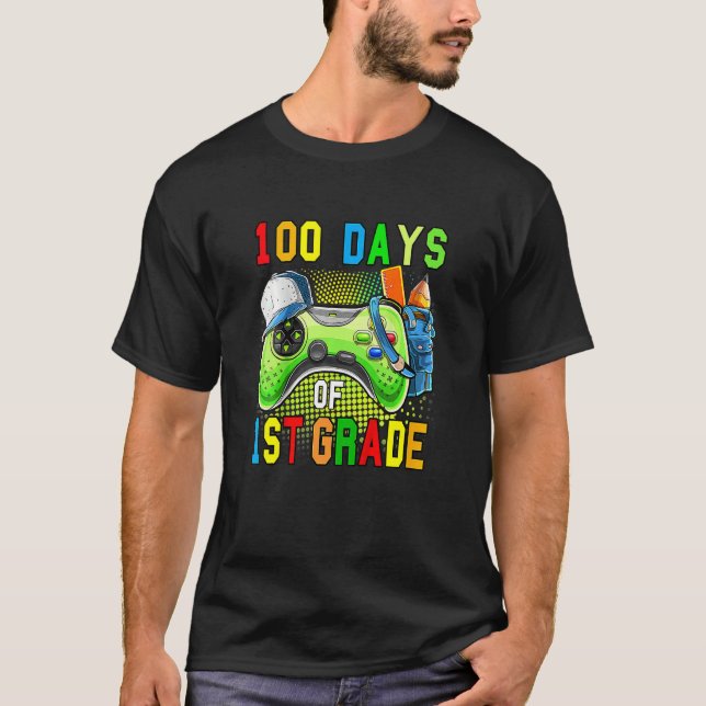 Camiseta Kids 100 Days Of First Grade Level Unlocked 100 Da (Frente)