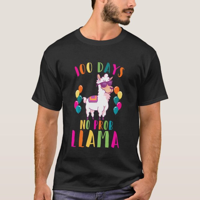 Camiseta Kids 100 Days Of School Girls 100 Days No Prob Lla (Frente)