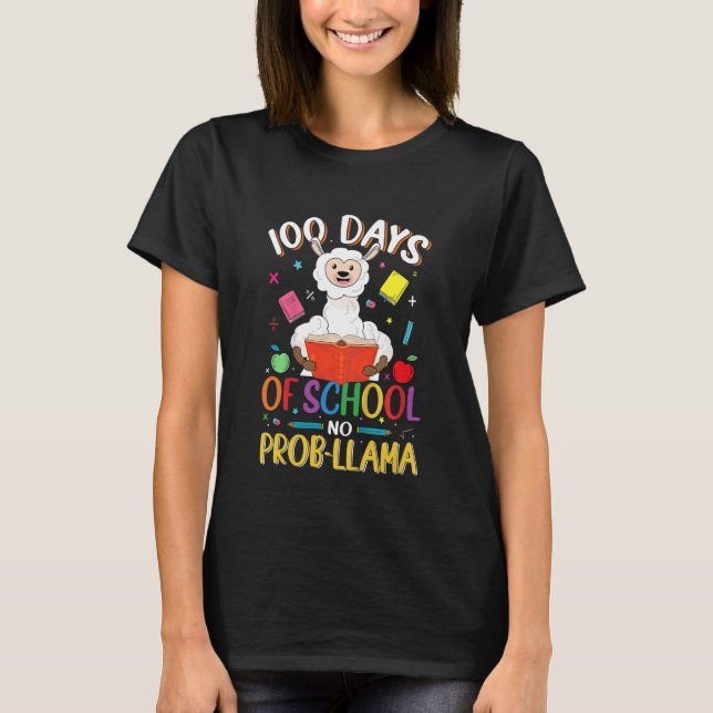 Camiseta Kids 100 Days Of School No Prob-llama Llama Teache (Frente)