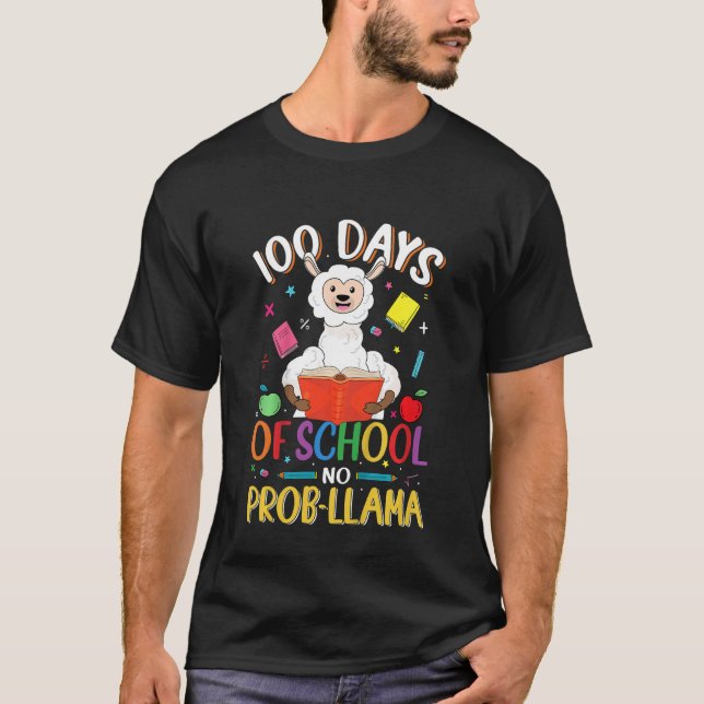 Camiseta Kids 100 Days Of School No Prob-llama Llama Teache (Frente)