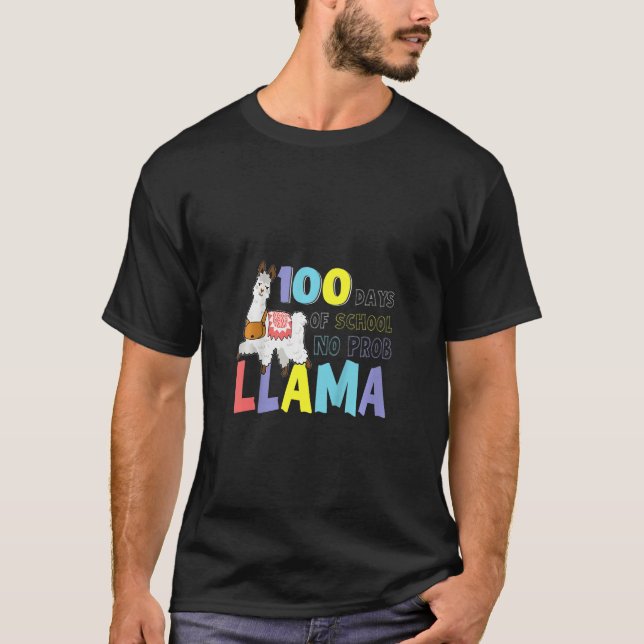 Camiseta Kids 100 Days of School no Prob Llama - no problla (Frente)