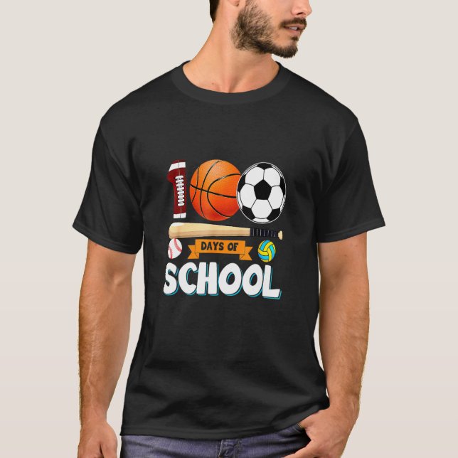 Camiseta Kids 100 Days Of School Sports Happy 100Th Day Of  (Frente)