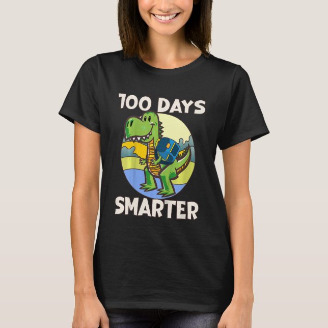 Camiseta Kids 100 days smarter, Cute dino Happy 100th Day o (Frente)