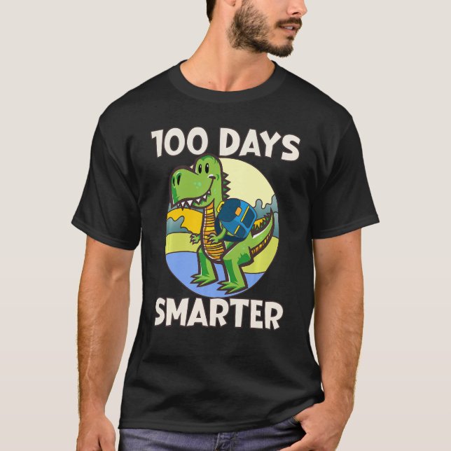 Camiseta Kids 100 days smarter, Cute dino Happy 100th Day o (Frente)