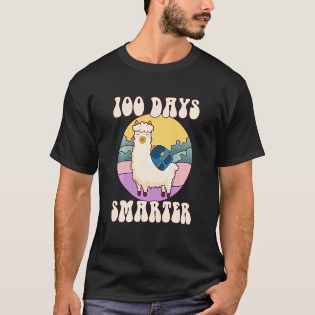 Camiseta Kids 100 days smarter, Cute llama Happy 100th Day  (Frente)