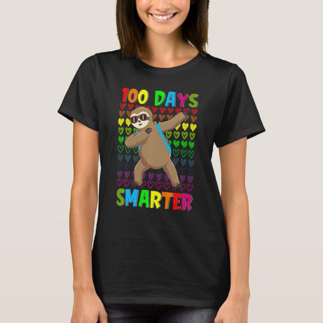 Camiseta Kids 100 Days Smarter Hearts Dabbing Sloth 100th D (Frente)