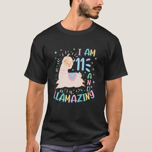 Camiseta Kids 11th Birthday I Am 11 Years Old And Llamazing (Frente)