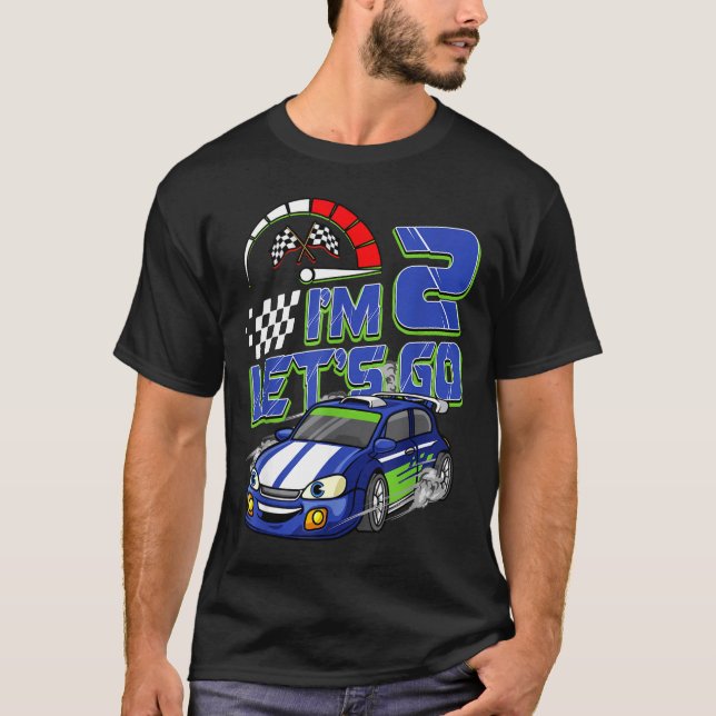 Camiseta Kids 2nd Birthday Racing Car 2 Year Old Boys Party (Frente)