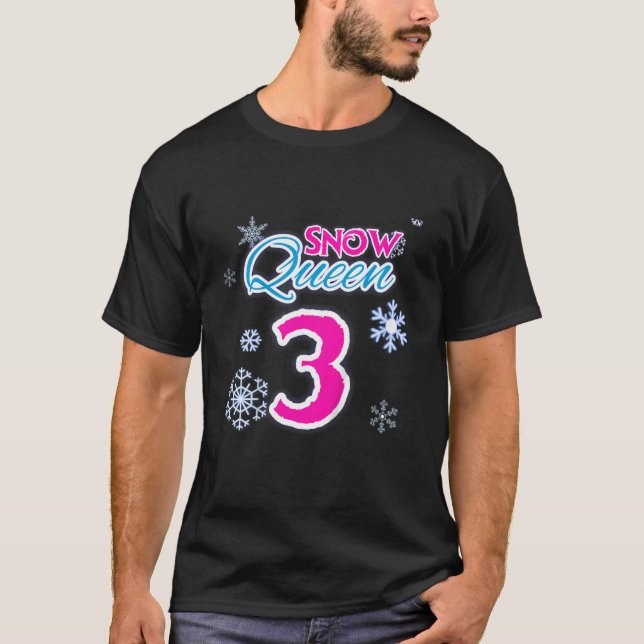 Camiseta Kids 3 Year Old Birthday Frozen Ice Snow Queen Bir (Frente)