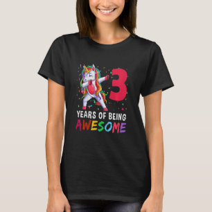 Camiseta Kids 3 Year Old Girls Teens Dabbing Unicorn 3rd B