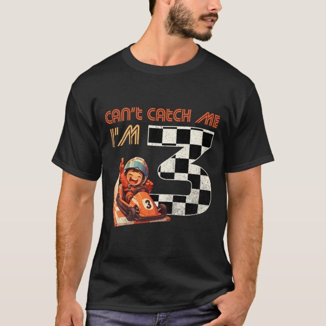 Camiseta Kids 3rd Birthday Race Car Can't Catch Me I'm 3 Th (Frente)
