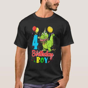 Camiseta Kids 4 Year Old T Rex Dinosaur 4th Birthday Boy Pa