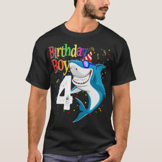 Camiseta Kids 4th Birthday Boy Shark s 4 JawSome Four Tees