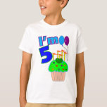 Camiseta Kids 5 year old Birthday shirts and gifts<br><div class="desc">Five year old birthday t-shirts and party gifts,  magnets,  buttons,  shirts,  mugs,  greeting cards,  adorable cupcake design</div>