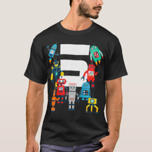 Camiseta Kids 5 Year Old Robot Birthday Robots Science Robo