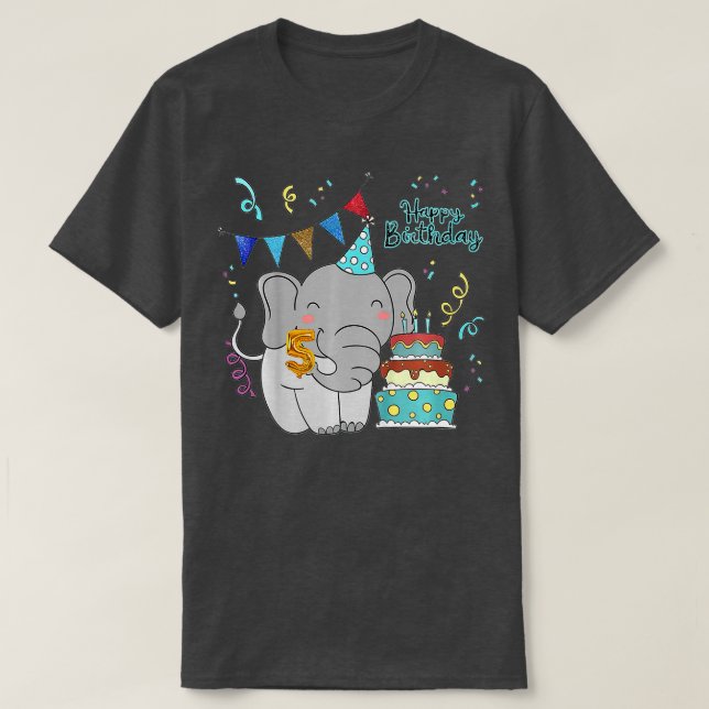Camiseta Kids 5st Happy Birthday Design Costume Elephant Fo (Frente do Design)