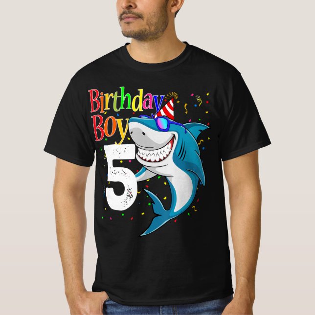 Camiseta Kids 5th Birthday Boy Shark  Jaw-Some Five  Boys  (Frente)