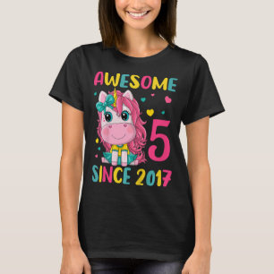 Camiseta Kids 5th Birthday Party Unicorn Girl 5 Years Old B