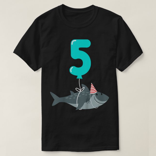 Camiseta Kids 5th Birthday Shark Cute 5 Year Old Shark Gift (Frente do Design)