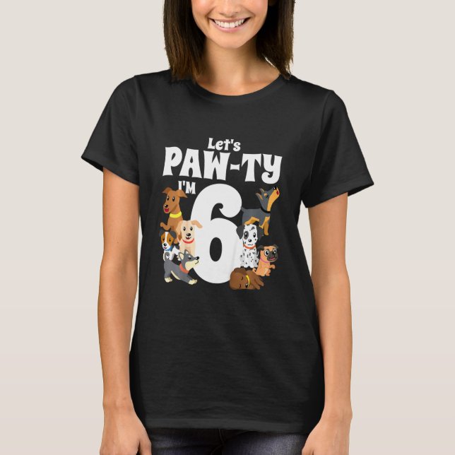 Camiseta Kids 6 Year Old Puppy Dog Birthday Pawty Dogs 6th  (Frente)
