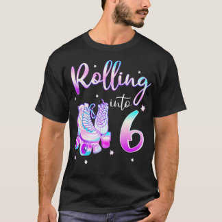 Camiseta Kids 6 Years Old Birthday Girls Rolling Into 6th B