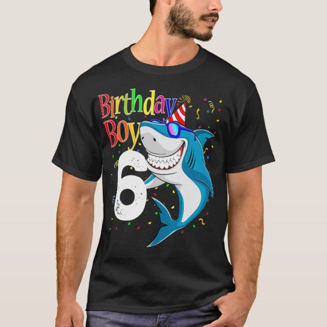 Camiseta Kids 6th Birthday Boy Shark s JawSome Six  Boys  (Frente)