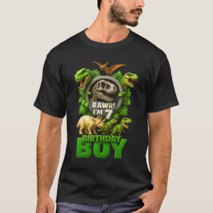 Camiseta Kids 7 Anos Rawr Eu tenho 7 Aniversário de 7 anos