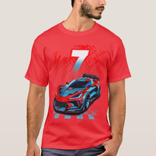 Camiseta Kids 7 Year Old Race 7th Birthday Party Racing Rac (Frente)