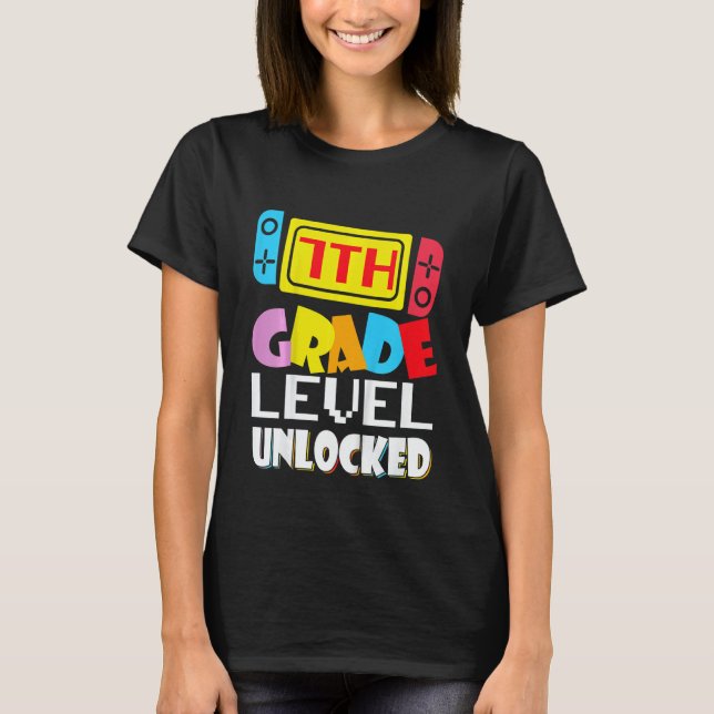 Camiseta Kids 7th Grade Level Unlocked Video Gamer Back To  (Frente)
