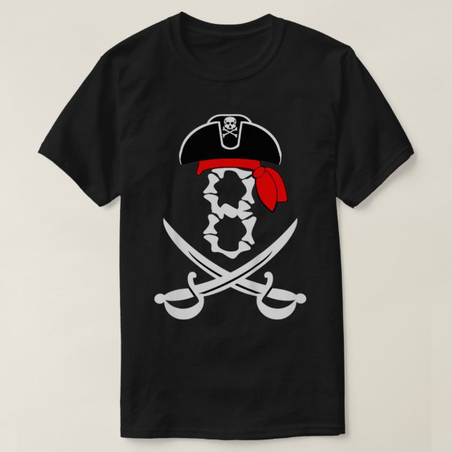 Camiseta Kids 8 Year Old 8th Pirate Sword Birthday Party Th (Frente do Design)
