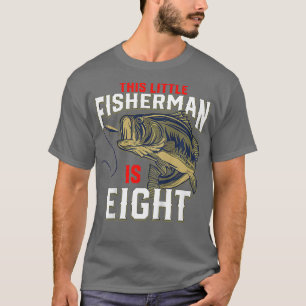 Camiseta Kids 8 Year Old Fishing Birthday Party Fisherman 8