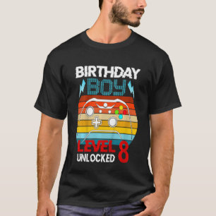 Camiseta Kids 8th Birthday Boy Level 8 Unlocked Video Gamer