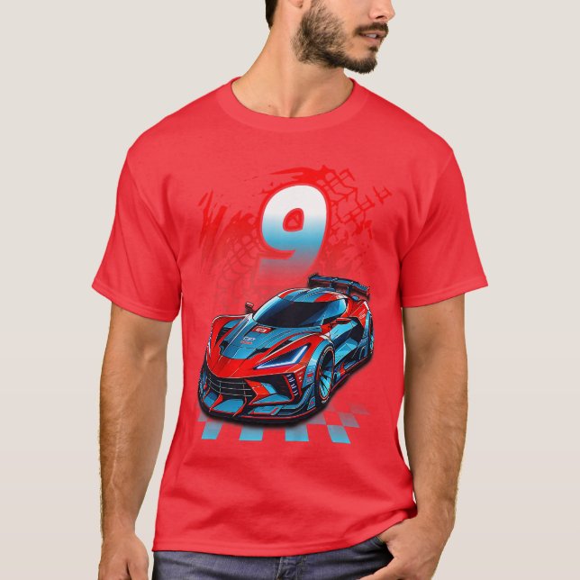 Camiseta Kids 9 Year Old Race 9th Birthday Party Racing Rac (Frente)