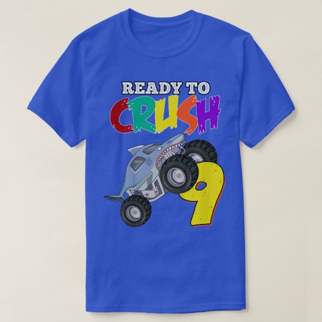Camiseta Kids 9th Birthday Boys Monster Truck 9 Year Old Ra (Frente do Design)