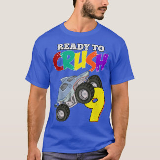 Camiseta Kids 9th Birthday Boys Monster Truck 9 Year Old Ra