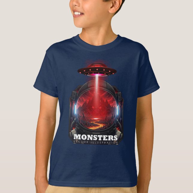 Camiseta Kids Alien Monster UFO Space Graphic T-Shirt (Frente)