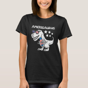 Camiseta Kids Amerisaurus Trex Dinossaur 4 De Julho Patriot
