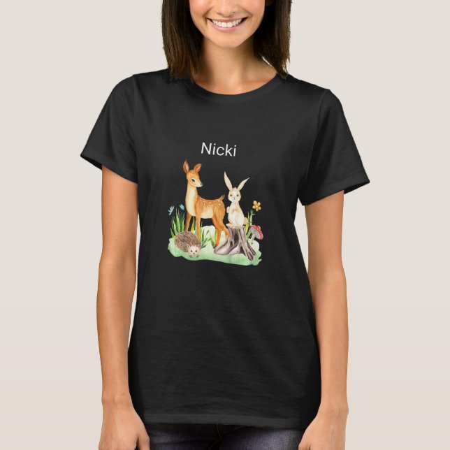 Camiseta Kids Animal deer rabbit hedgehog Nicki (Frente)