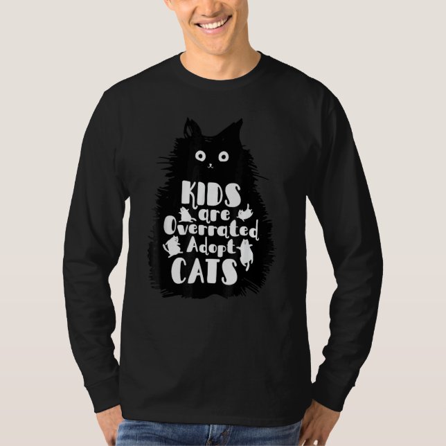 Camiseta Kids Are Overrated Adopt A Cat Hand Drawn Cats & C (Frente)