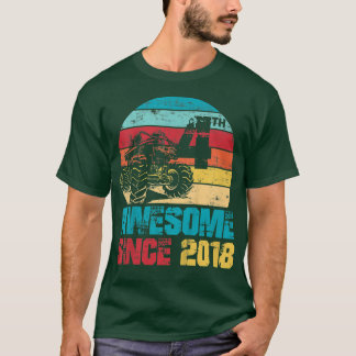 Camiseta Kids Awesome Since 2018 4th Birthday Monster Truck