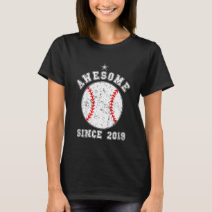 Camiseta Kids Awesome Since 2019 3 Years Old Boy Baseball P